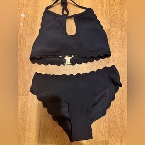 Black Scalloped Bikini set Charmo